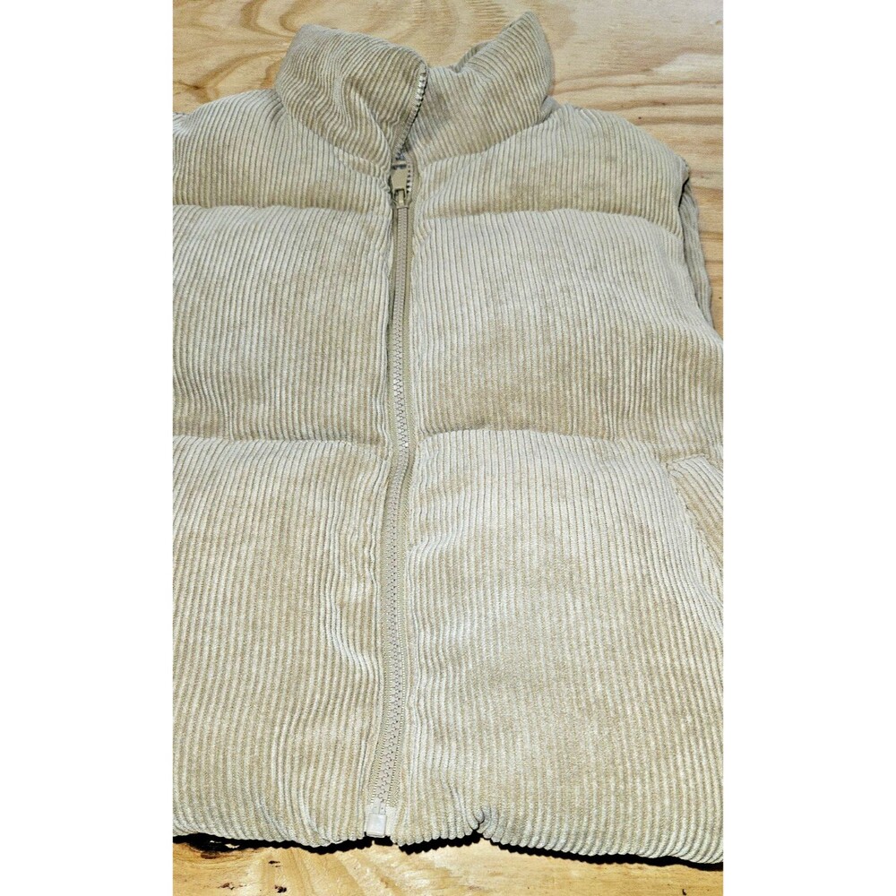 CI SONO Sz large Corduroy Sherpa faux fur lined Crop Puffer Vest Ribbed - Picture 3 of 11
